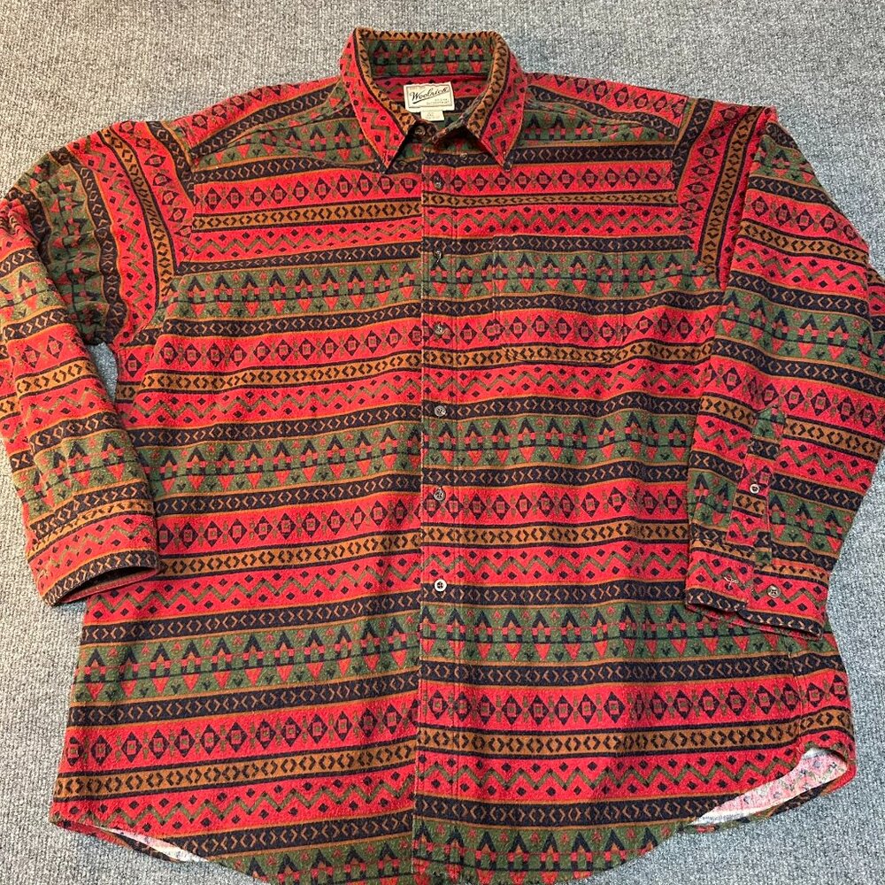 2XL Rare Vintage WOOLRICH Southwestern Diamond Striped Casual Button Shirt 90s